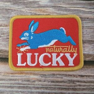 Naturally Lucky Rabbit Bunny Retro 70s 80s Style Embroidered Iron on Patch